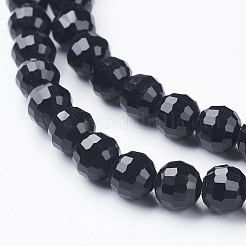 Faceted Black Glass Round Bead Strands&nbsp;X-GLAA-R095-6mm-08