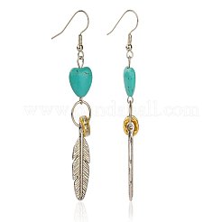 Long Dangling Natural Howlite Heart Earrings for Women&nbsp;EJEW-PJE671
