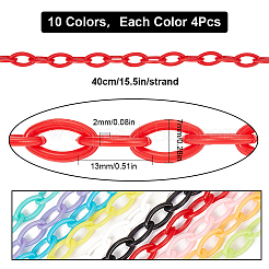 40 Strands 10 Colors ABS Plastic Cable Chains&nbsp;CHAC-SC0001-01