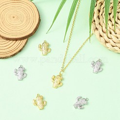 6Pcs 2 Colors Brass with Cubic Zirconia Pendants&nbsp;KK-CJ0003-52