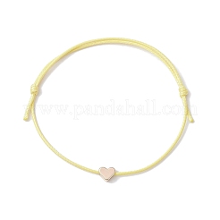 5Pcs 5 Colors Light Gold Brass Heart Braided Bead Bracelets Set&nbsp;BJEW-JB09737-01S