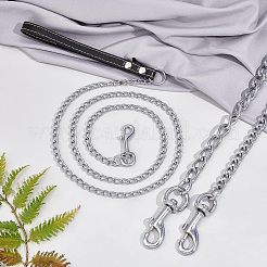 3Pcs 3 Style Iron Curb Chains & PU Leather Handles Ropes&nbsp;AJEW-CA0001-69