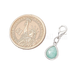 Natural Quartz Crystal & Jade & Strawberry Quartz & Sunstone & Amazonite Faceted Teardrop Pendant Decorations&nbsp;HJEW-JM03320