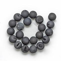 Electroplated Natural Druzy Geode Agate Beads Strands&nbsp;G-S238-18mm-05