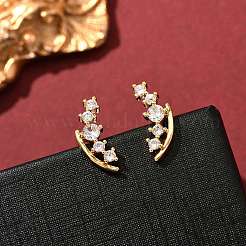 Nuggets Brass Micro Pave Clear Cubic Zirconin Stud Earrings&nbsp;EJEW-D318-13G