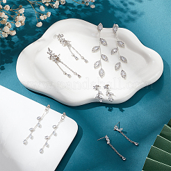 5 Pairs 5 Styles Crystal Rhinestone Leaf Dangle Stud Earrings&nbsp;EJEW-AN0003-54
