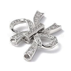 Rack Plating Brass Micro Pave Clear Cubic Zirconia Fold Over Clasps&nbsp;KK-G448-02P