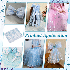 2M Polyester Embroidery Snowflake Fabrics&nbsp;DIY-WH0622-387