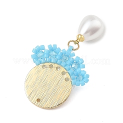 Glass Seed Beaded & ABS Plastic Imitation Pearl & Glass Pendants&nbsp;PALLOY-MZ01380-01