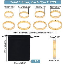 16pcs 8 Size 201 Stainless Steel Grooved Finger Ring for Women&nbsp;RJEW-UN0002-38G