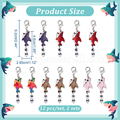 Alloy Enamel Shark Pendant Locking Stitch Markers&nbsp;HJEW-AB00099