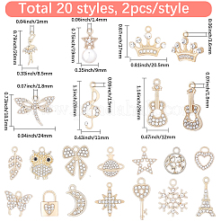 40Pcs 20 Styles Alloy Pendants with Rhinestone&nbsp;FIND-BM0001-36