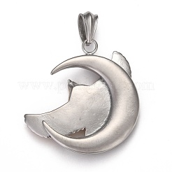 Eagle/Hawk Charm & Moon 304 Stainless Steel Big Pendants&nbsp;STAS-F068-03