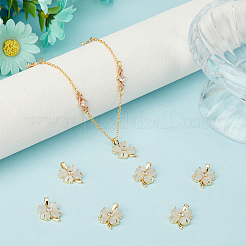 8Pcs Brass Micro Pave Clear Cubic Zirconia & Cat Eye Pendants&nbsp;KK-BC0015-63A