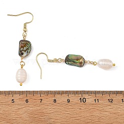 Natural Paua Shell & Natural Pearl Dangle Earrings&nbsp;EJEW-JE07333