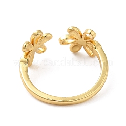 Rack Plating Brass Flower Open Cuff Rings for Women&nbsp;RJEW-M148-07G