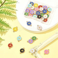 40Pcs 10 Colors Zinc Alloy Enamel Sunflower Connector Charms&nbsp;ENAM-FS0002-43
