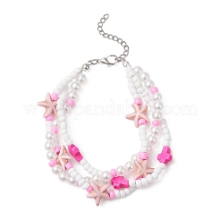 2Pcs Synthetic Turquoise & Glass Seed Beads Multi-strand Bracelets for Women&nbsp;BJEW-JB12974