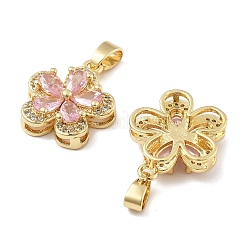Flower Brass Micro Pave Cubic Zirconia Pendants&nbsp;KK-M325-13C-G