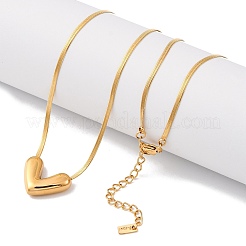 304 Stainless Steel Heart Pendant Snake Chain Necklaces&nbsp;NJEW-U026-08G