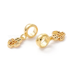 Brass Cubic Zirconia European Dangle Charms&nbsp;KK-B037-24G