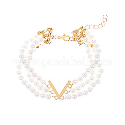 Alloy & Plastic Pearl Oval Multilayer Beaded Necklaces for Women&nbsp;WH-WG3E119-01