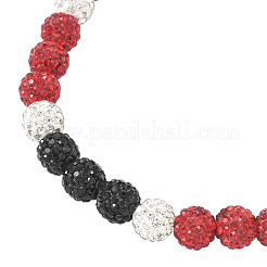 1Pc Polymer Clay Rhinestone Round Beaded Stretch Necklaces&nbsp;NJEW-SP0001-14B