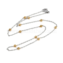 304 Stainless Steel 3MM Round Bead Cable Chain Necklaces for Women&nbsp;NJEW-G177-03A-GP
