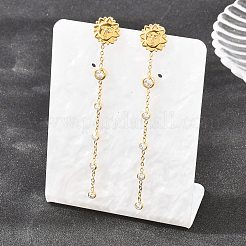 304 Stainless Steel Clear Cubic Zirconia Tassel Stud Earrings&nbsp;EJEW-K328-01G