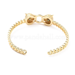 Cubic Zirconia Leopard Open Cuff Bangle&nbsp;BJEW-A123-26G