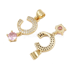 Brass Micro Pave Cubic Zirconia Pendants&nbsp;KK-C132-15G
