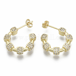 Brass Micro Pave Cubic Zirconia Stud Earrings&nbsp;KK-R137-029A-NF