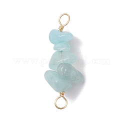 10Pcs 5 Styles Constellation Natural Aquamarine & Citrine & Dyed Blue Tiger Eye & Citrine & Tiger Eye Copper Wire Wrapped Chip Beaded Connector Charms&nbsp;PALLOY-JF02905-08