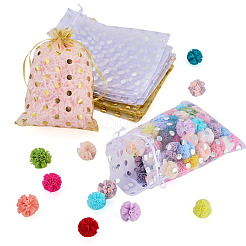 16Pcs 2 Colors Hot Stamping Polka Dot Organza Jewelry Drawstring Bags&nbsp;ABAG-TADJ0001-06D