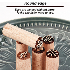 6Pcs 6 Styles Round Wooden Traditional Chinese Moon Cake Stamps&nbsp;AJEW-OC0004-20