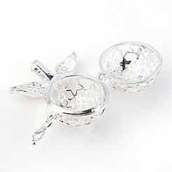 Rack Plating Brass Cage Pendants&nbsp;KK-S751-048S