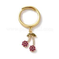 Brass Micro Pave Cubic Zirconia Open Cuff Rings for Women&nbsp;RJEW-U057-12C-G
