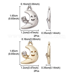 4Pcs 2 Colors Rack Plating Alloy Rhinestone Pendants&nbsp;FIND-YW0003-60