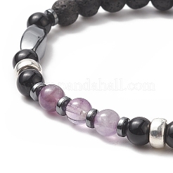 7Pcs 7 Style Natural & Synthetic Mixed Gemstone & Alloy Beaded Stretch Bracelets Set for Women&nbsp;BJEW-JB09235