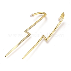 Brass Micro Pave Cubic Zirconia Ear Wrap Crawler Hook Earrings&nbsp;X-EJEW-O097-04G-01