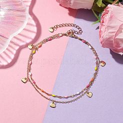 304 Stainless Steel Enamel Link Chains Anklets&nbsp;AJEW-AN00589-02