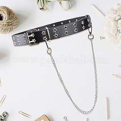 Gothic Alloy Chain Tassel Star Rivet PU Leather Waist Belts&nbsp;AJEW-WH20070-291B