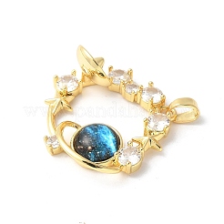 Brass Micro Pave Clear Cubic Zirconia Celestial Pendants&nbsp;ZIRC-I071-09G