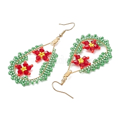 Glass Seed Beads Teardrop Dangle Earrings&nbsp;EJEW-MZ00302