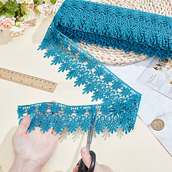 Polyester Flower Lace Ribbon&nbsp;OCOR-WH0105-156B