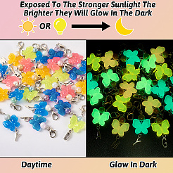 Butterfly Luminous Acrylic & Letter A~Z Tibetan Style Alloy Pendant Decorations&nbsp;HJEW-TAC0020