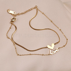 304 Stainless Steel Chain Anklets with Brass Charms&nbsp;WGE11C3-01