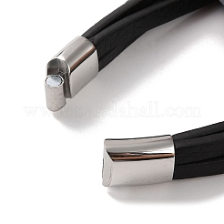Men's Braided Black PU Leather Cord Multi-Strand Bracelets&nbsp;BJEW-K243-08P