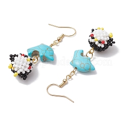 Synthetic Turquoise Dangle Earrings&nbsp;EJEW-MZ00254