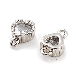 Brass Pave Clear Cubic Zirconia Connector Charms&nbsp;KK-P271-35P